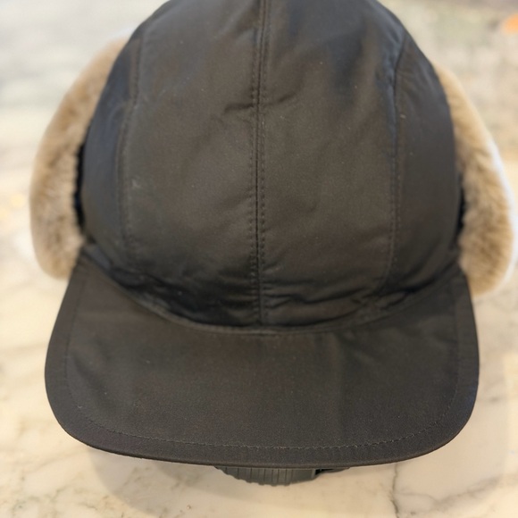 Prada Black Nylon Cap w/ Faux Fur Ear Flaps | Luxury Aviator Hat Italy main image 6
